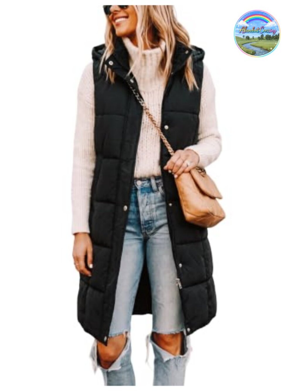 Womens Long Puffer Vest Sleeveless Quilted Hooded Outerwear